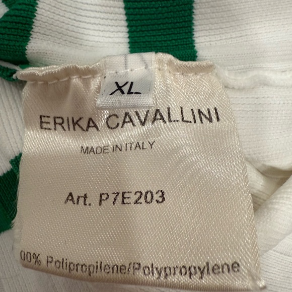 NWOT! Erika Cavallini. Bold Green and White Striped Crew Neck Sweater - Picture 2 of 5